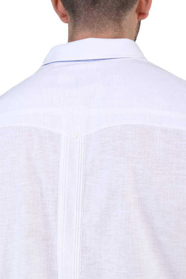Guayabera Blanca Manga Larga De Aldogón Detalle Bordado Estilo Clásico Para Hombre